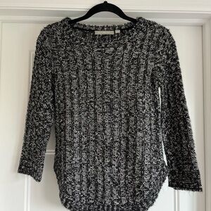 NY Collection Black and White Crew Neck Sweater